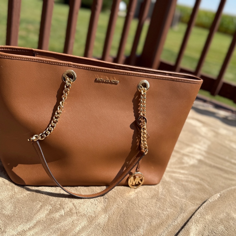 Michael Kors Tan Tote with Gold Accents